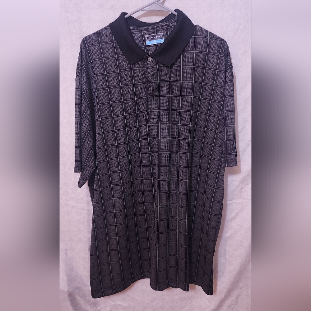 PGA Tour Men's Black Checkered Polo Shirt